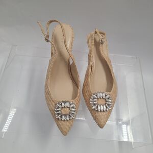 Anne Klein Shoes Wm 10M Raffa Natural  Slingback Pumps